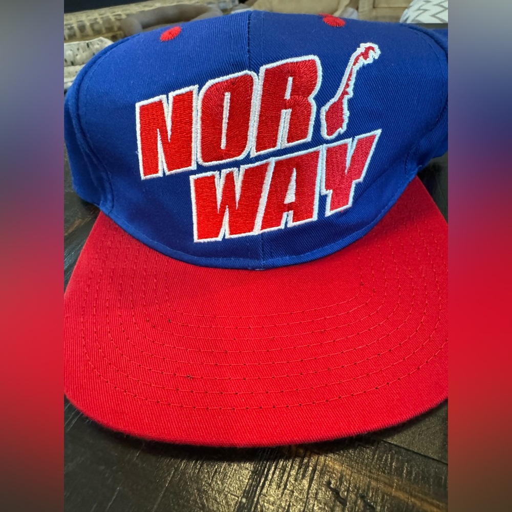 Blue and Red Norway Cap. Snap back one size.